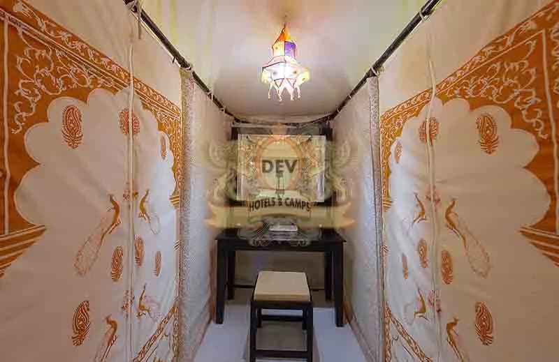Dressing area inside a Superior tent