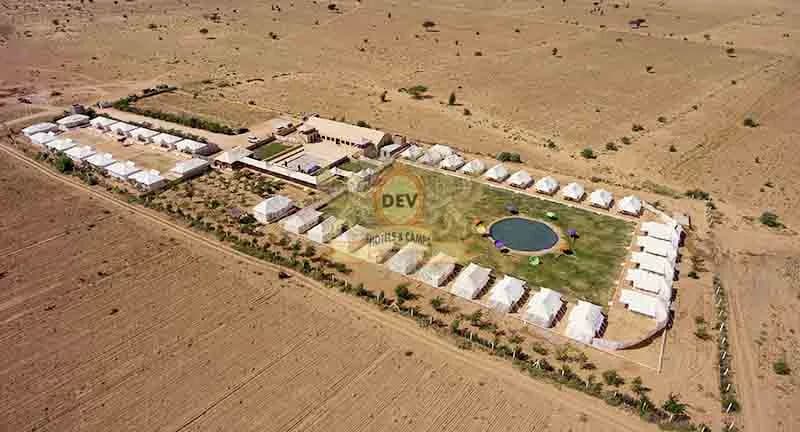 Aerial view of Camp e Khas in the desert