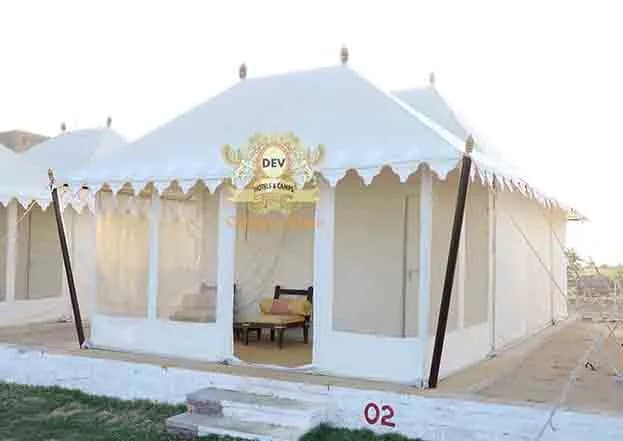 Exterior of a Luxury Swiss tent with its veranda